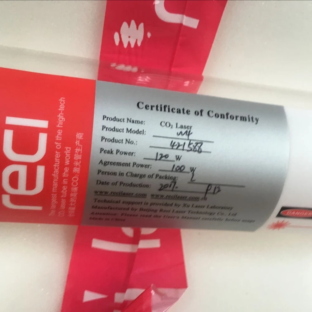 Co2 laser tube 80w 100w 150w 180w reci w1 w2 w4 w6 w8 cutting