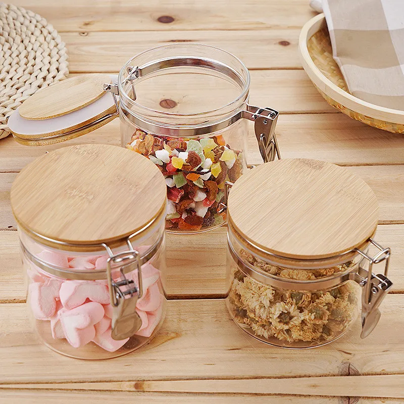 Transparent 600ml 750ml jars glass storage air tight glass storage food jars clip top