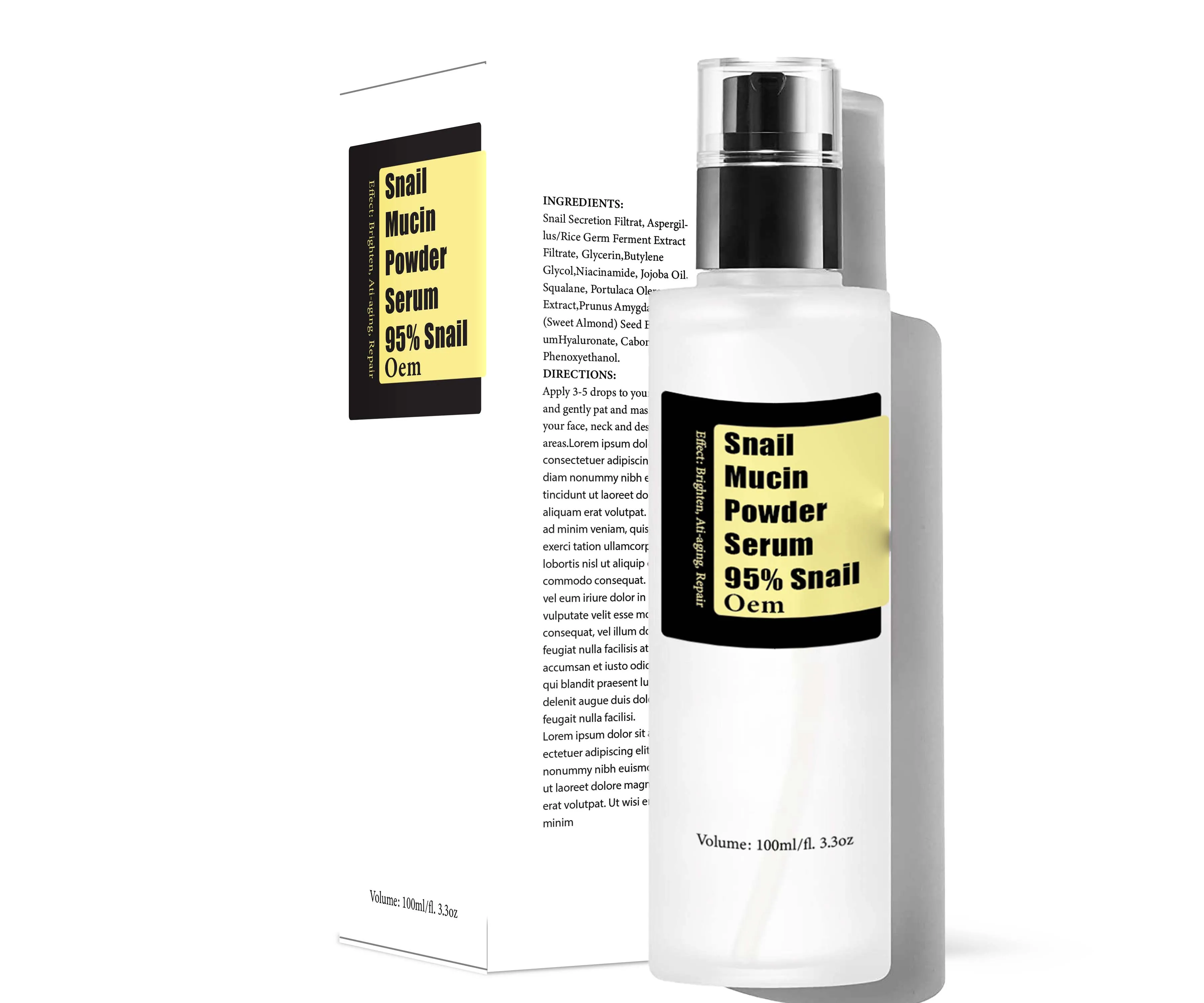 Private Label Skincare Serum Factory Selling  Cosmetic snail mucin set whitening cream skin tighten Snail Serum