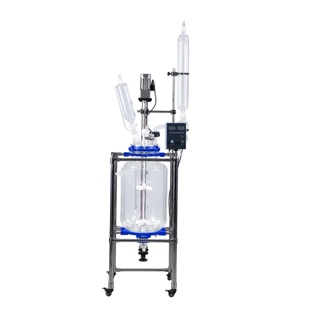 Double layer 50L glass reactor with low pressure