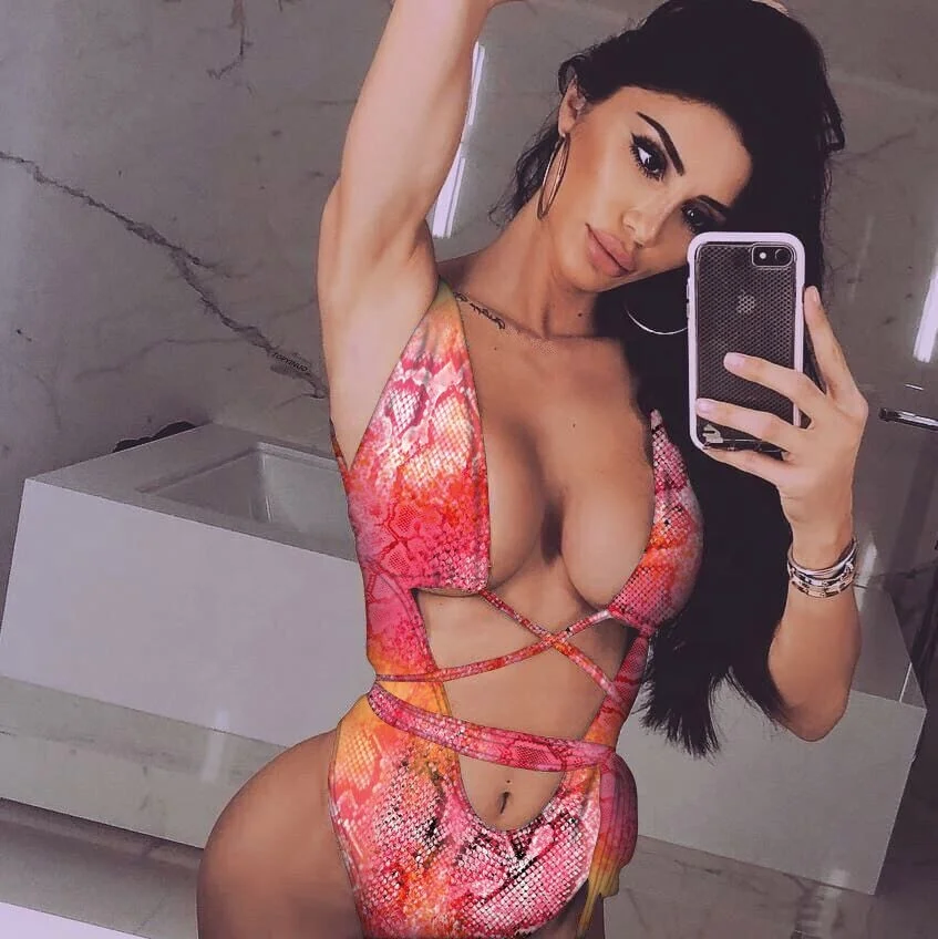 2019  Swimsuit  Custom Swimwear Women Bathing Suit Leopard print strappy one-piece swimsuit