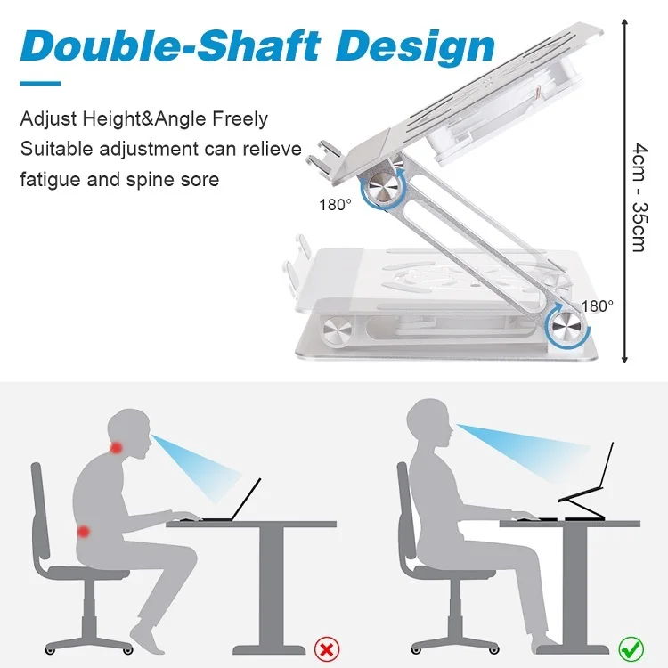 Новинка 2022, алюминиевая складная подставка для ноутбука с регулируемым охлаждающим вентилятором