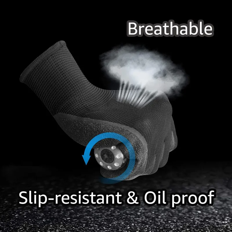 Construction Safety Work Gloves Latex Gloves Abrasion Resistant Black Latex Coated Worker Gloves for Construction Work