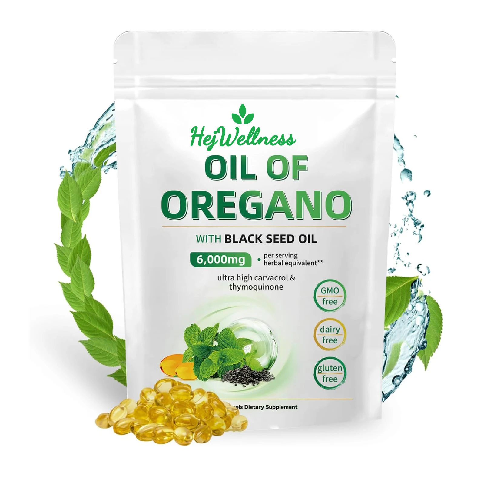 Oregano Oil Softgels в капсулах содержит масло Niuzhi черного семени иммунная антиоксидантная поддержка без глютена