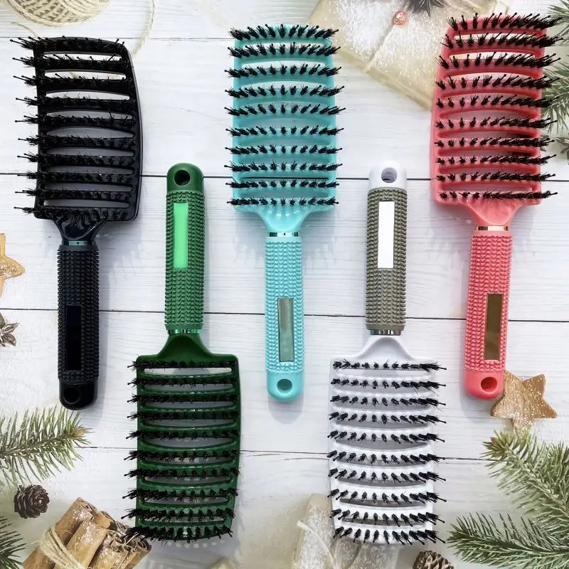 Womens Plastic Handle Natural Detangling By Olivia Garden Comb Natur Custom Logo Massag Detangl For Cur Hair Brush
