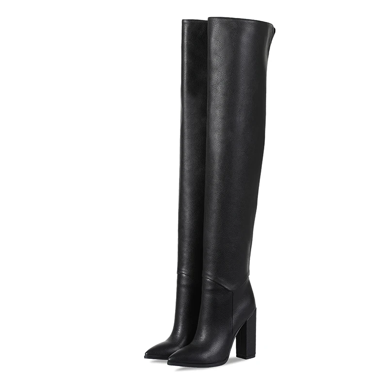 Chengdu factory pointed Toe Ladies Long Tall Boots High Heel Rubber outsole Over the Knee boots for women