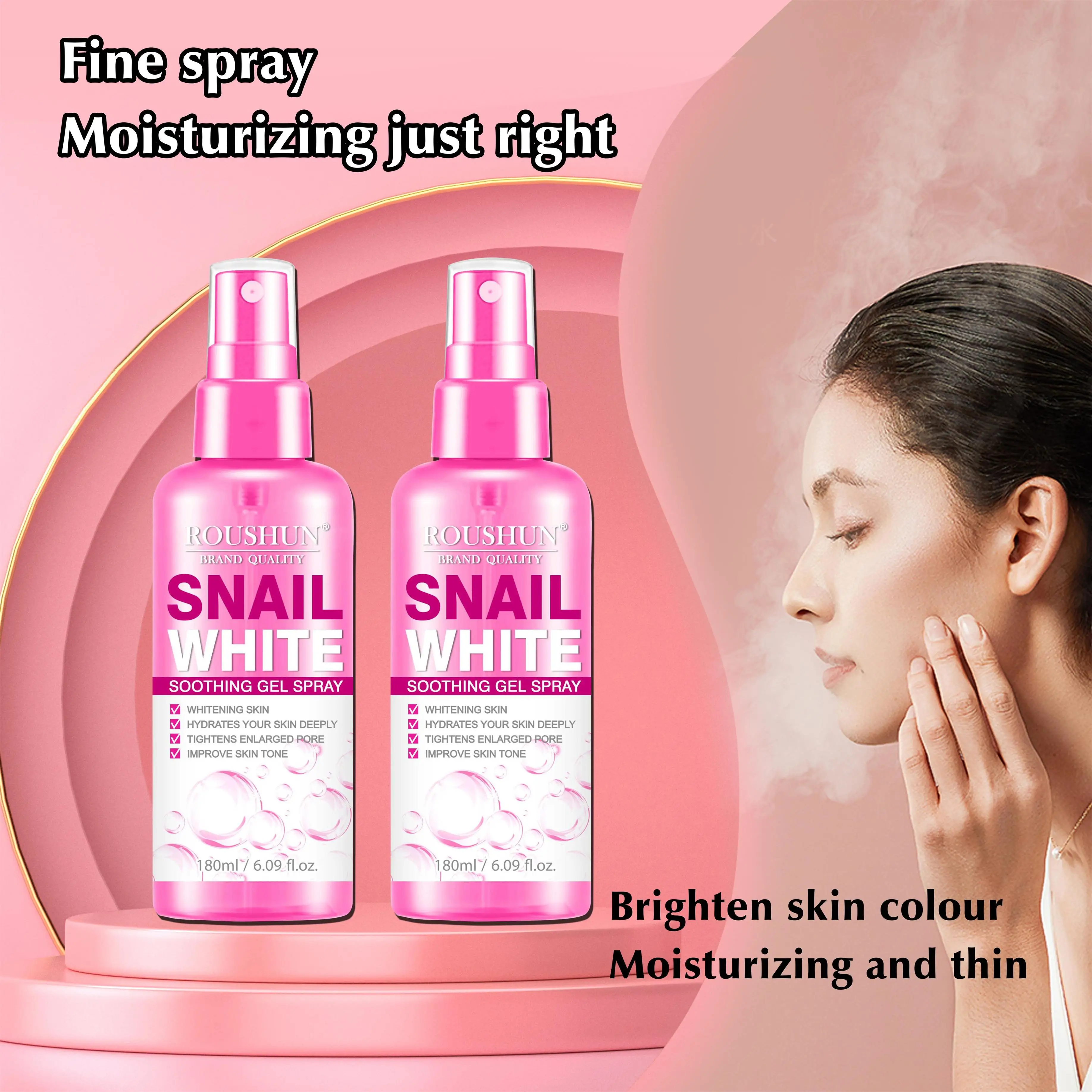 ROUSHUN snail white soothing gel spray,hydrates your skin deeply,tightens enlarged pore