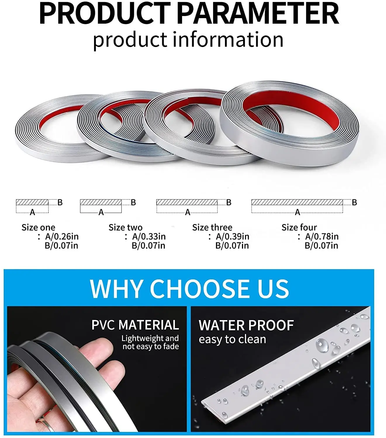 Factory direct sales Pvc flexible Self-adhesive  edge moulding trim strip for furniture  home office hotel DIY decor