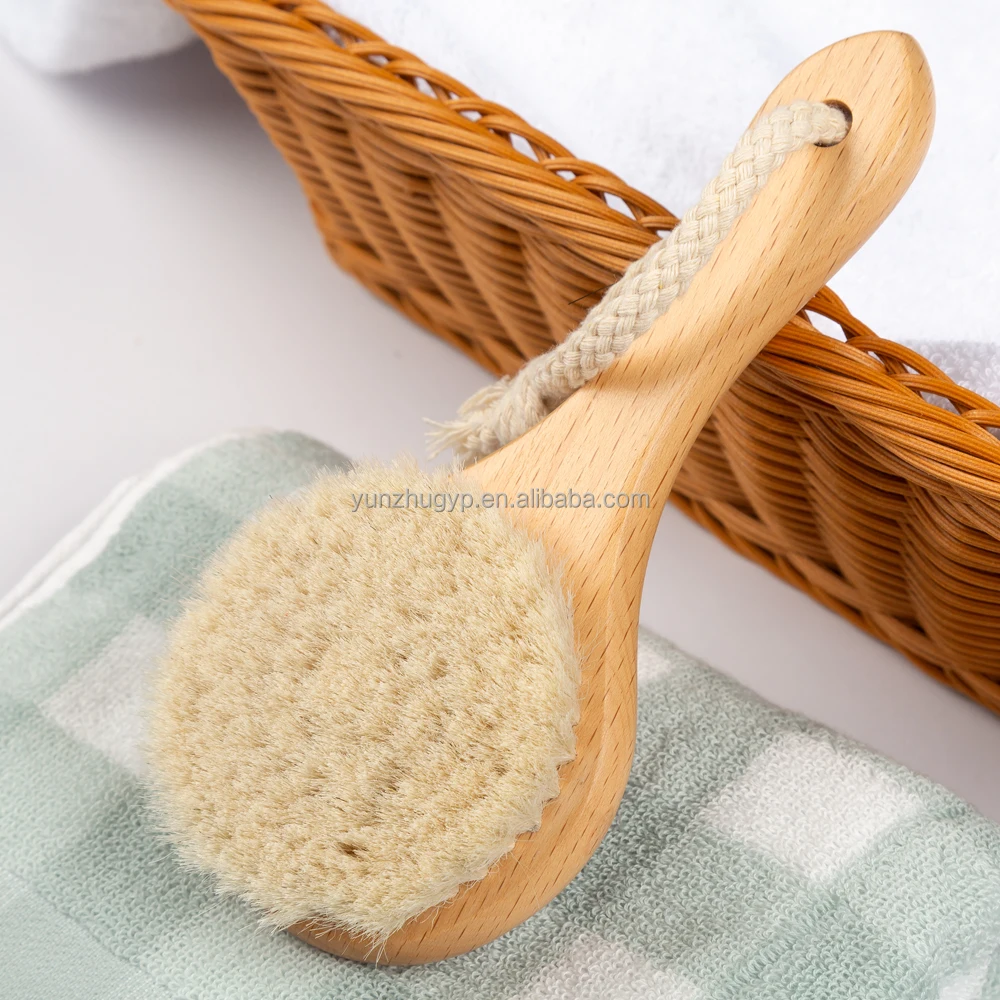 natural goat hair brush promotion wooden baby wool hair bathing brush kids for baby hairbrush comb