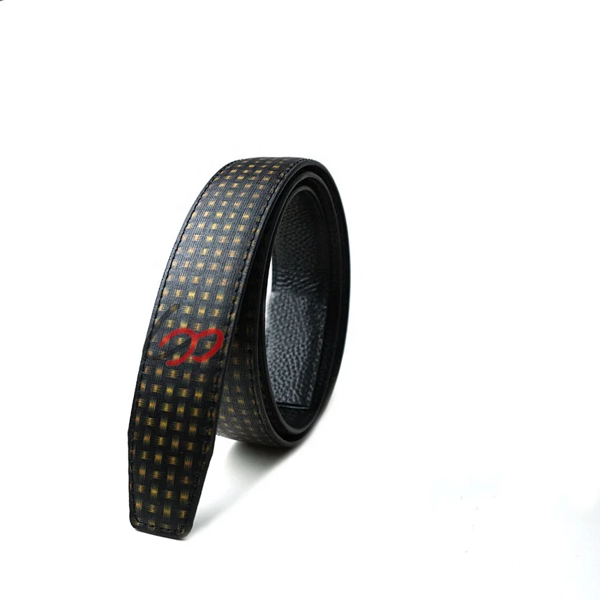 2023 Customized fashionable body punching belt, top cowhide belt, and fabric patterned bottom belt