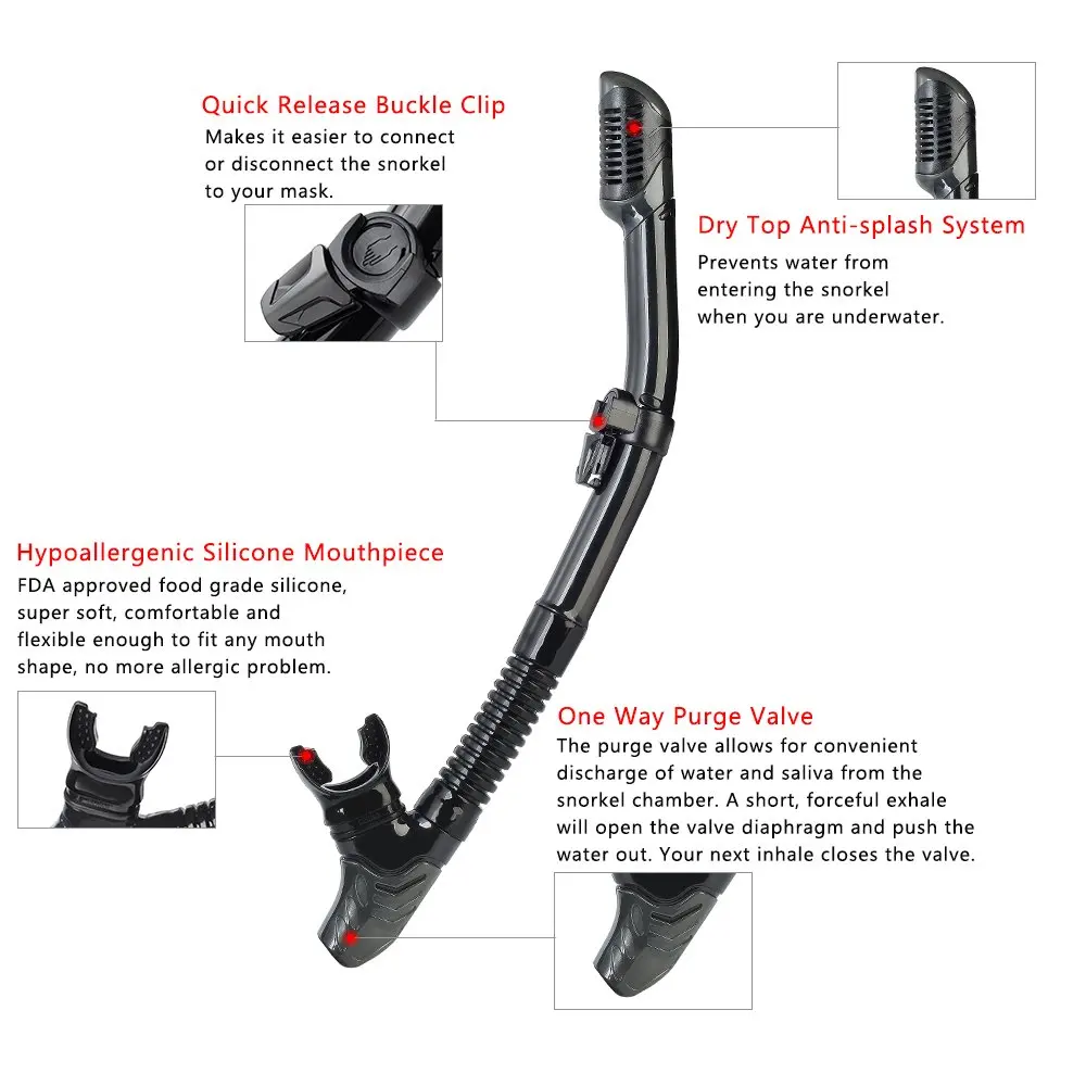 Hot Sell Tempered Glass Snorkeling Diving Mask And Snorkel Set With Fins