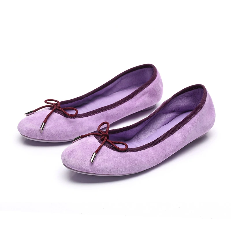 Private Label Round Toe Outdoor Slip on Foldable Shoes Women Ballerina Flats