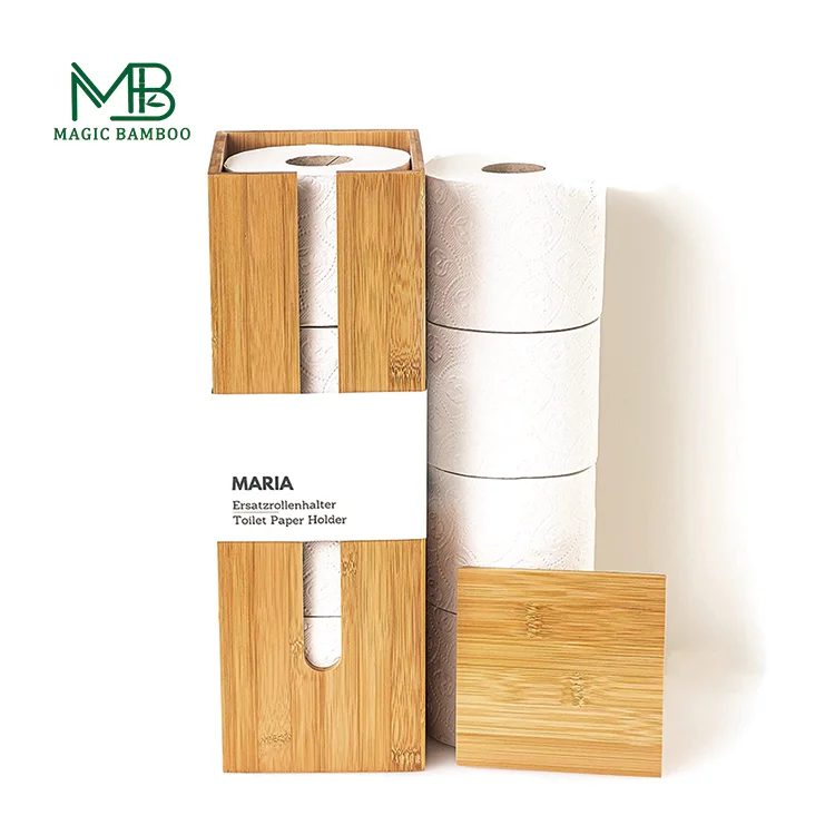 Best Seller Bamboo Storage Box Bathroom Tissue Paper Holder  Bamboo Wood Paper Box with cover