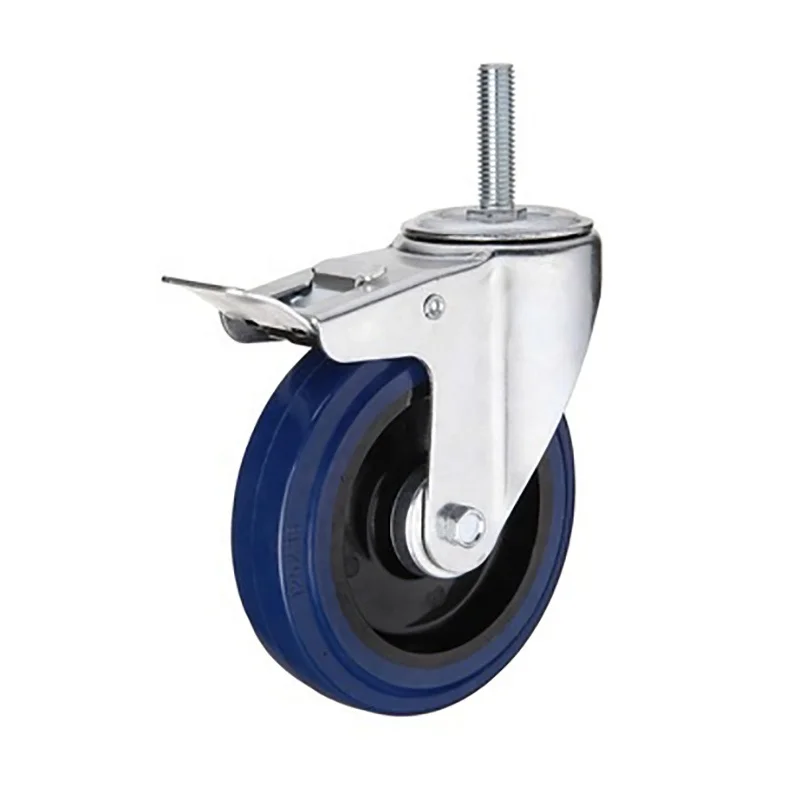 Wbd Caster 2 To 8 Inch Swivel Elastic Rubber Wheel Threaded Stem