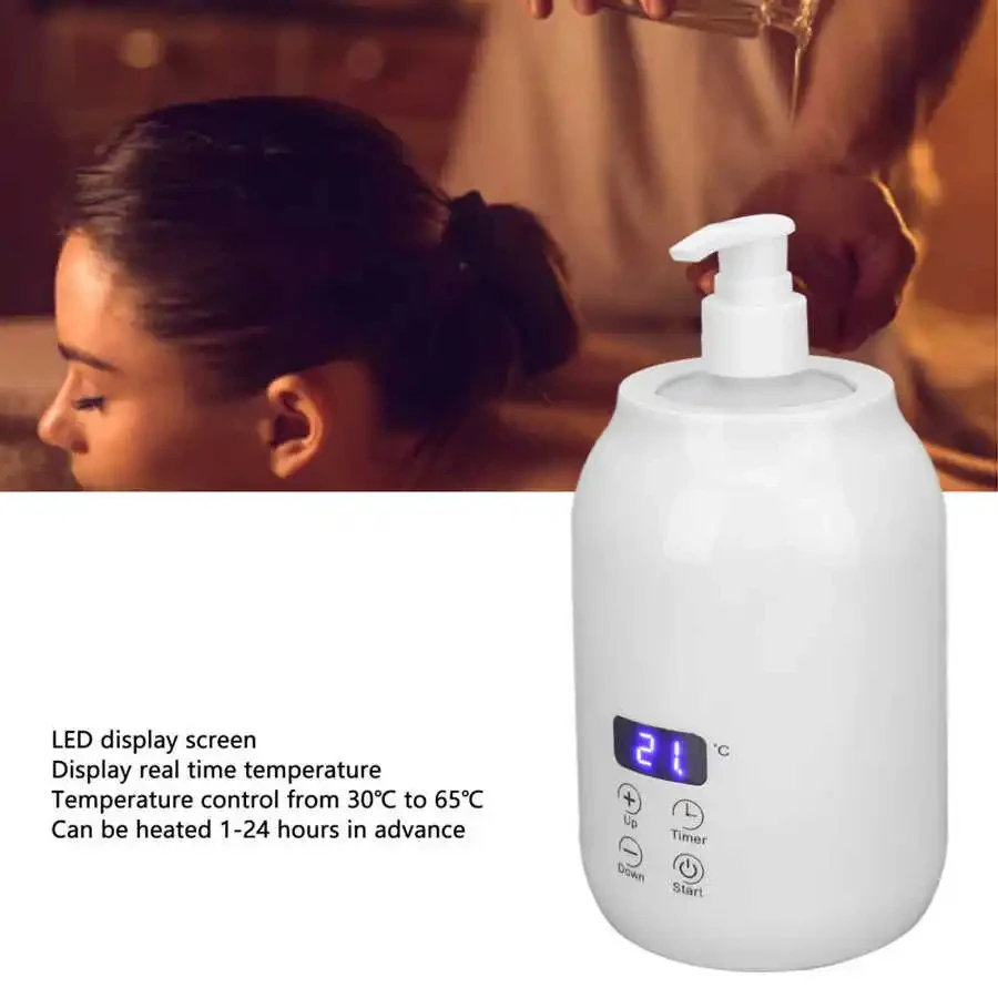 Adjustable Temperature  Massage Essential Oil Warmer Lotion Heater Bottle LED Display 2 Bottles With Timer for Massage Therapy