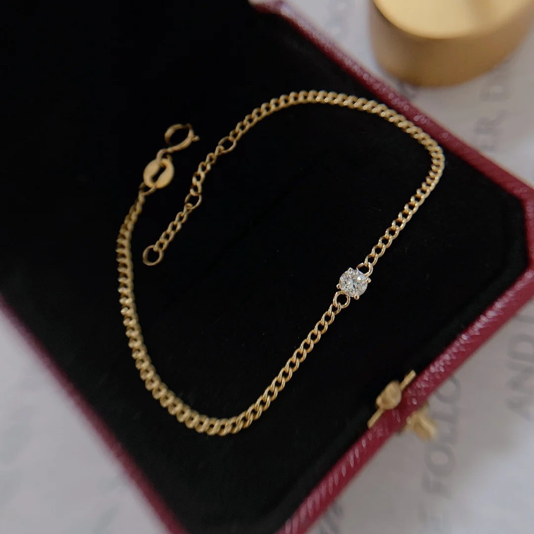 Wholesale 18k Real Gold Natural Diamond Au750 Thread Rose Luxury Initial Bracelet New Arrivals Fine Jewelry