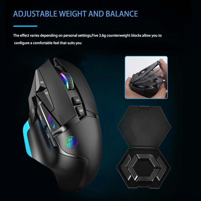 Wireless Gaming Mouse Pixart 3325 Hero Gaming Sensor 10000 DPI RGB Ultra Light 11 Programmable Buttons Long Life Battery