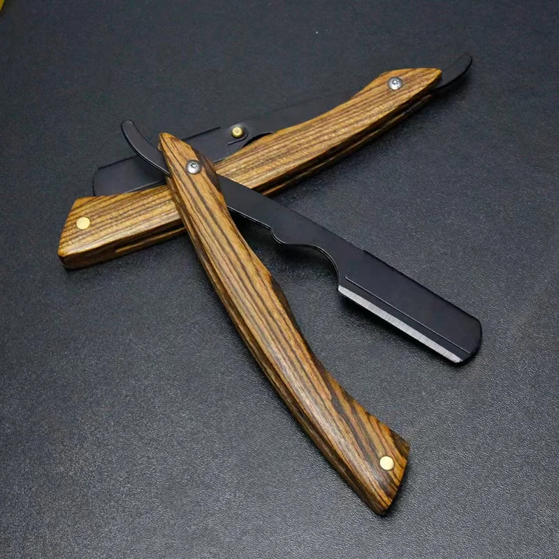 Заводская поставка, ручной складной деревянный прямой парикмахерский лезвие, складной нож для бритья, лезвие для парикмахера