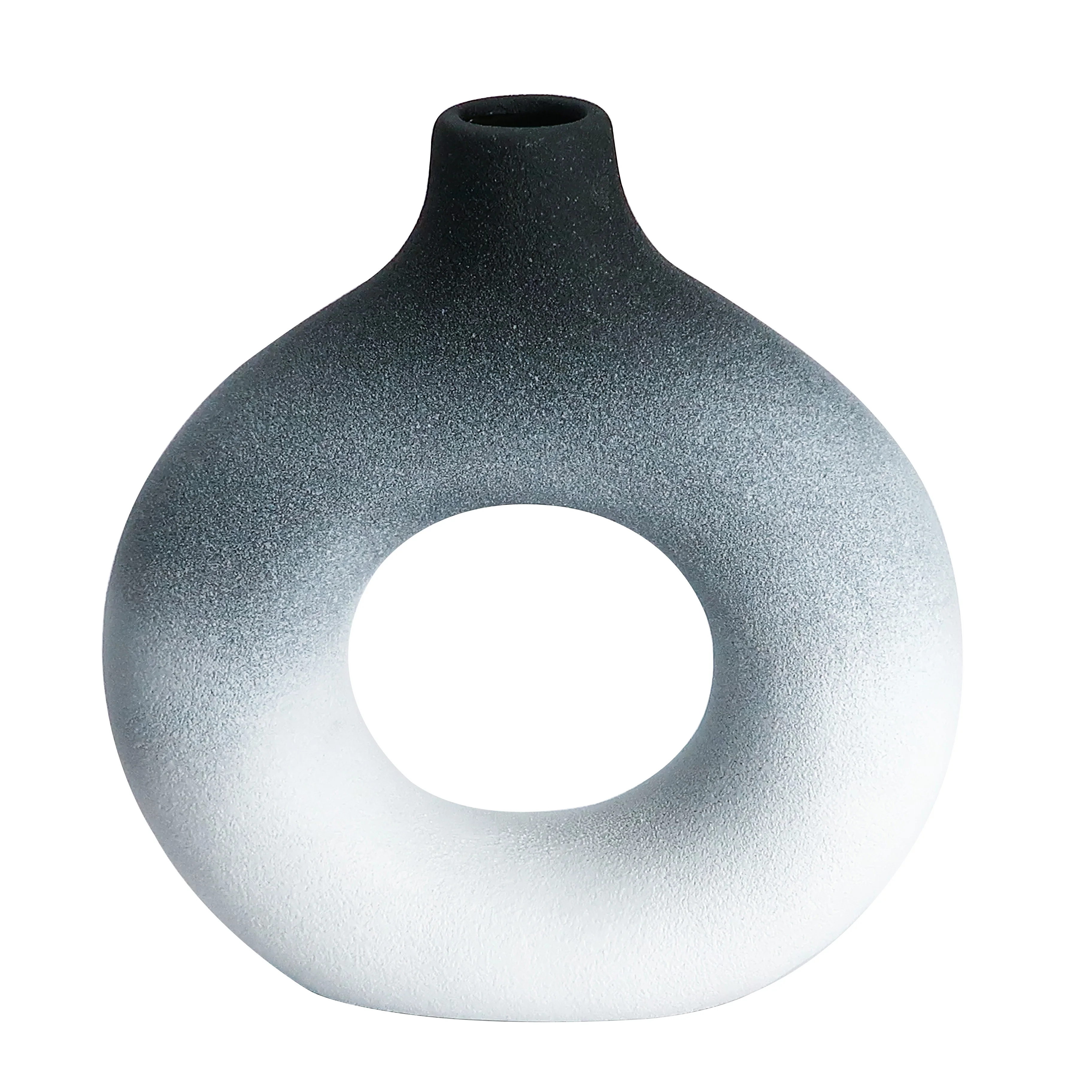 Popular donut gradient colorful ceramic vase TV cabinet bookshelf decorative desktop dried flower arrangement decorative vase