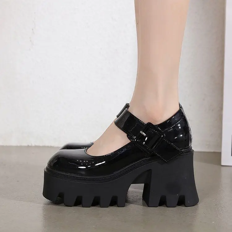 Туфли Мэри Джейн YiXin новый дизайн 2023 черные туфли на очень высоком толстом каблуке для женщин высокое качество экономичная обувь