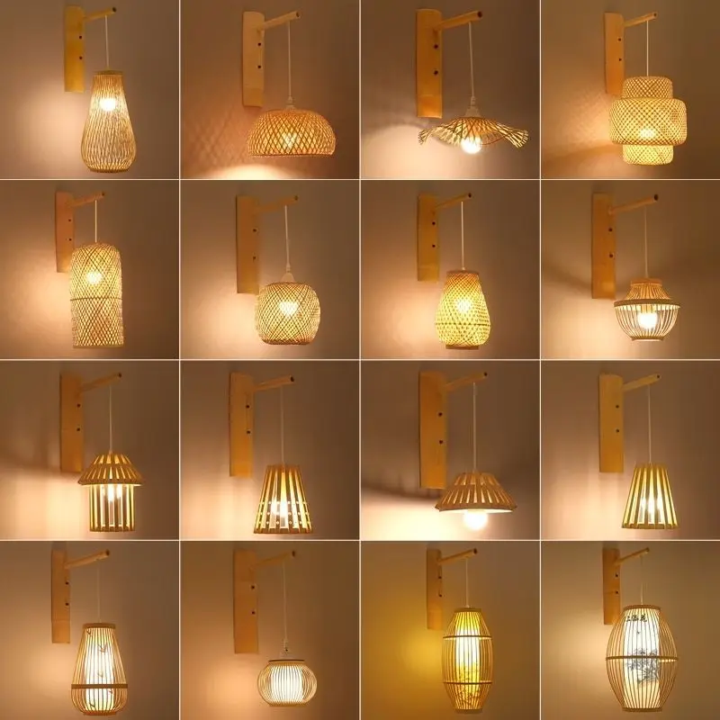 Woven Rattan Wall Light Natural Weaving Bamboo Wall Lamp For Restaurant Hotel