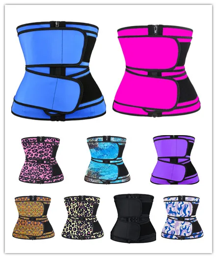 OEM Breathable/QUICK DRY Body Shaper Tummy Control Double Belt 9 Steel Bone Latex Waist Trainer Corset