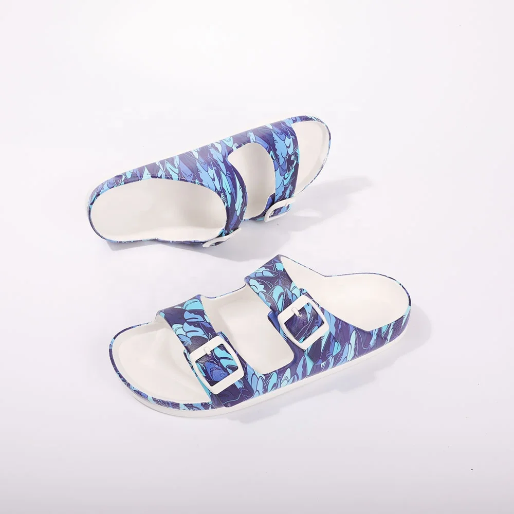 HEVA Digital Print EVA Injection Shoes Double Adjustable Buckle Cloud Slides Slippers Summer Women Sandals