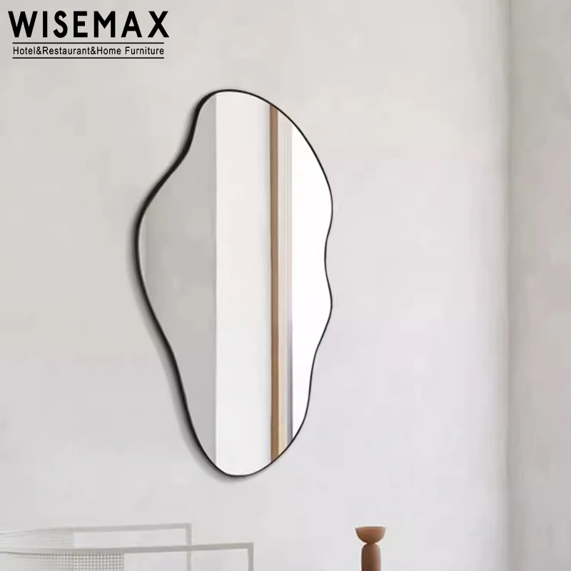WISEMAX FURNITURE Elegant modern home decorative durable metal frame wall-mounted big irregular dressing mirror for living room