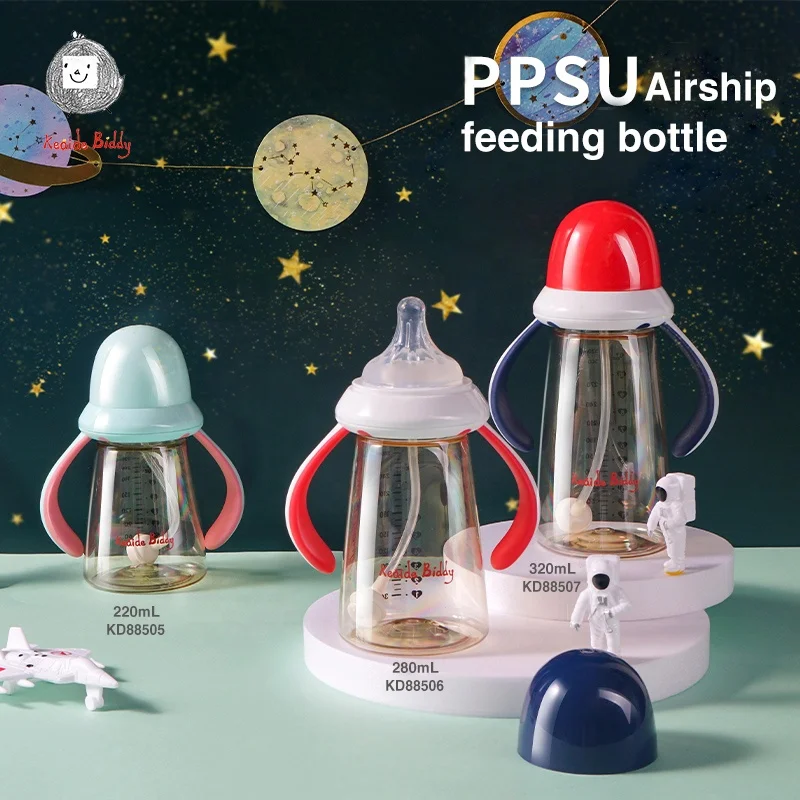 Babies Milk Bottle Food Grade BPA Free Custom Logo Silicone Nipple Infant Baby Feeding  Bottles PPSU