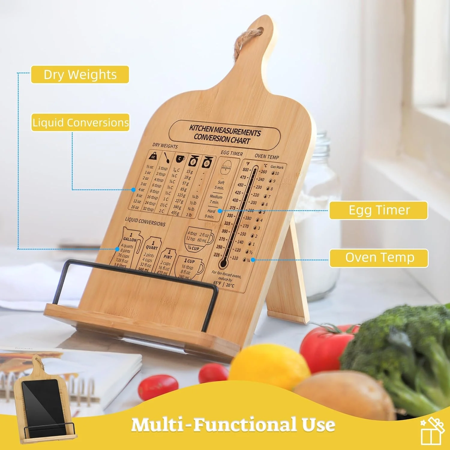 Hot Selling Adjustable Cookbook Holder Cook Book Stand for Kitchen Counter Wooden Cookbook Recipe Book Holder