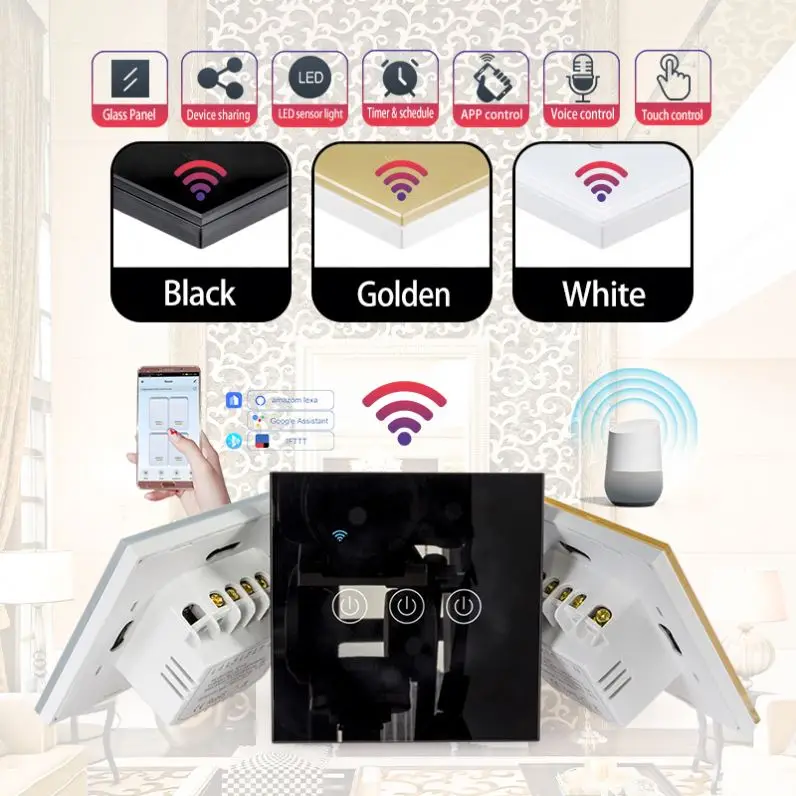 Самые популярные товары в ЕС переключатель Wi-Fi Smart настенный выключатель 3 Gang сенсорный смарт-инструменты для