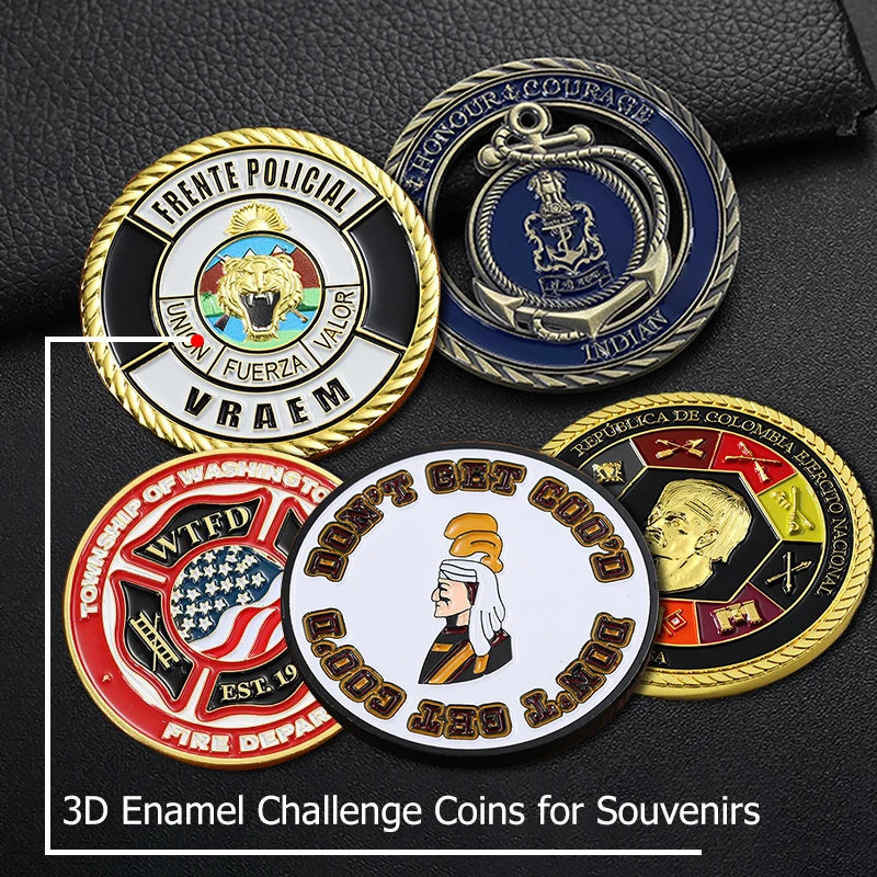 Factory Customize Challenge Coin Gold Silver Plated Zinc Alloy Metal Coins Double Side 2d 3D Enamel Logo Collection Coins