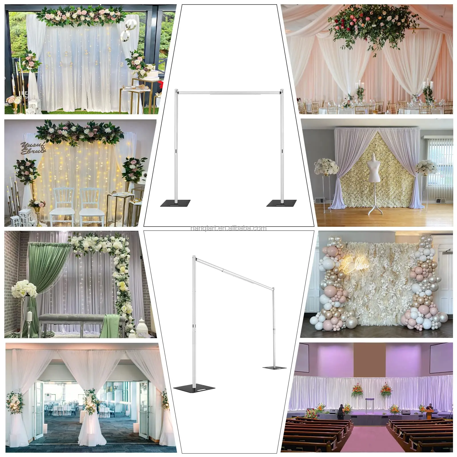 New Arrived Handmade High Quality Steel Pipe And Drape Set Adjustable 2.4 M 8*8ft Wedding Decoration Backdrop Flowers Stand