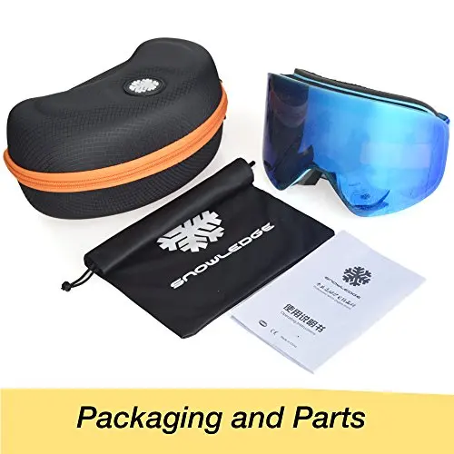 Snowledge interchangeable magnetic lens anti fog 100% uv protection youth wholesale snowboard snow ski goggles glasses