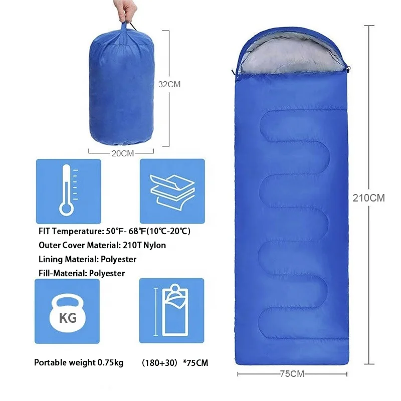 Waterproof Lightweight Camping Hiking Sleeping Bag with Cotton for Winter Water Proof Sleeping Bags for Adults outdoors