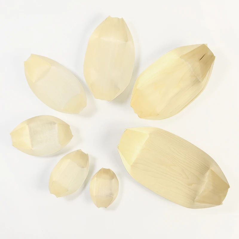 EVEN Sushi Disposable Wooden Boat Plates Fast Food Tray With Different Size