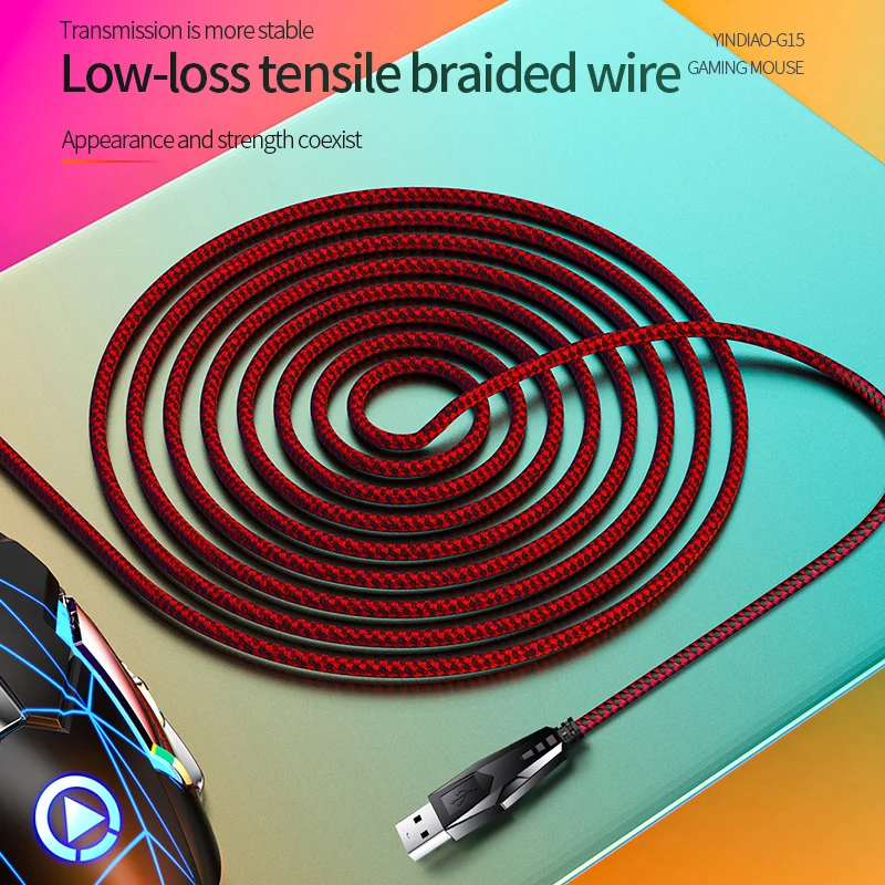 Wholesale Colorful luminescent mute smooth mouse G15 mechanical  wired rgb gaming mouse for PC