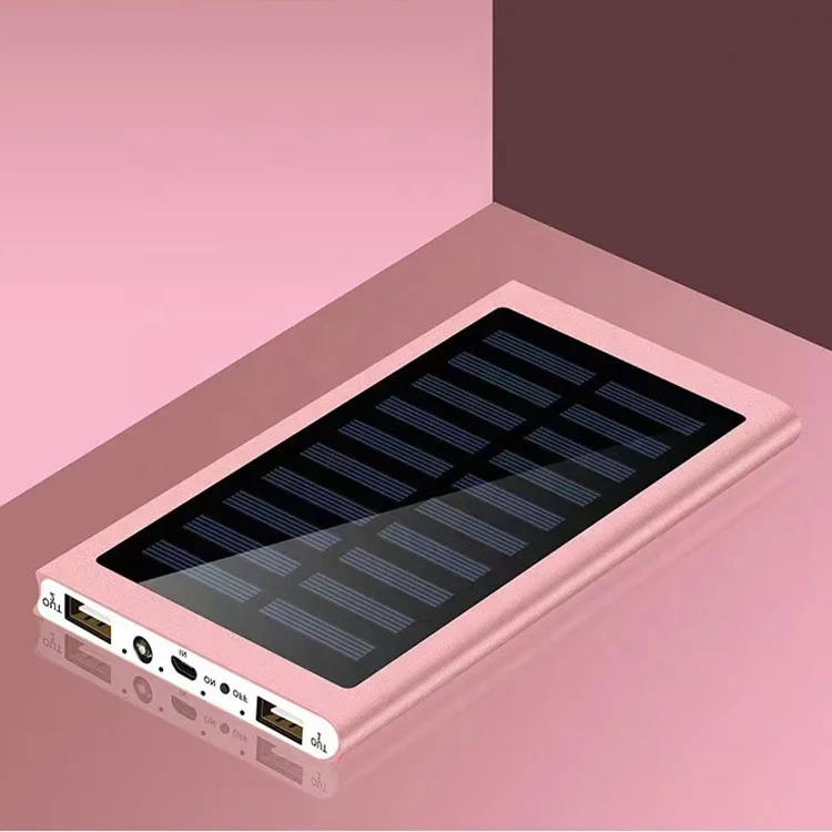 High Quality Dual USB Charger Travel Powerbank LED Solar Power Bank 10000mAh Powerbanks With Solar Panel