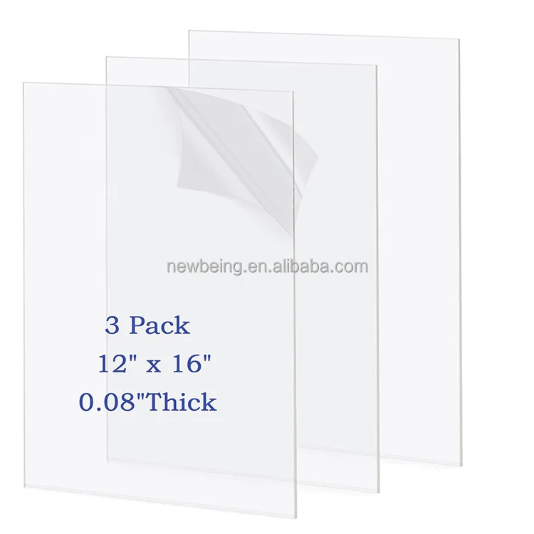 Clear Plexiglass Sheet, Plastic Plexiglass Board Acrylic Board for Wall Crafts Glass Picture Frame