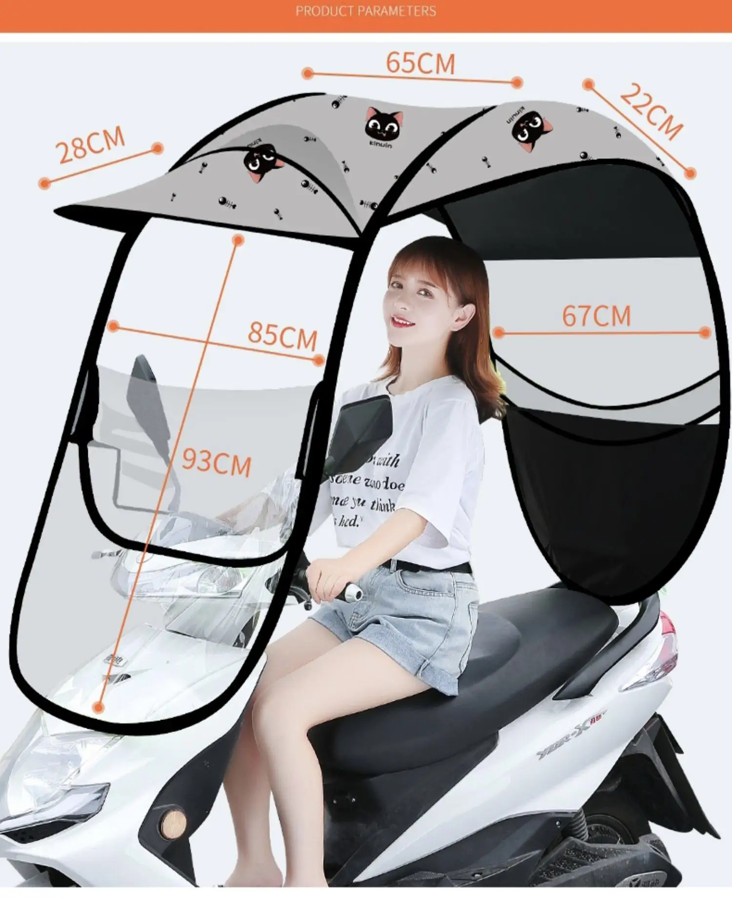 Custom Outdoor Tempered Retractable Plastic Window Design Sunscreen Motorcycle Umbrella Sun Rain Canopy Tent Awning