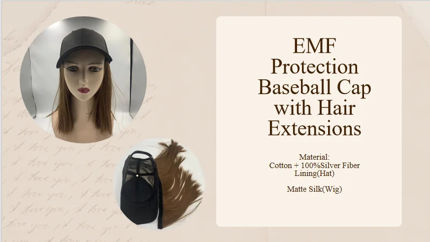 Girls Wig Hats Curly Straight Hair Silver Fiber Fabric Cap Wig EMF Blocking Baseball Cap Wig