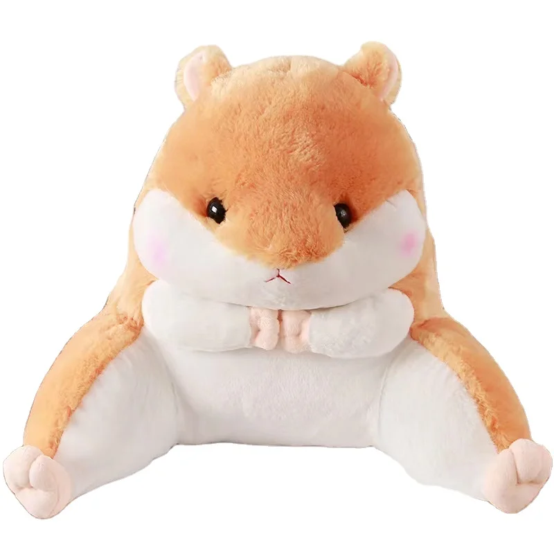 Cute Hamster Shaped Plush Lumbar Pillows Chair Back Cushion Waist Rest Cushion For Office Sofa Bed