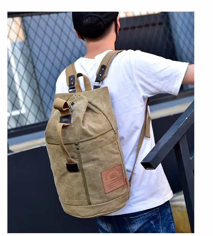 Multifunctional military solid color men sports travel duffle bags outdoor tactical rucksack Drawstring canvas backpack
