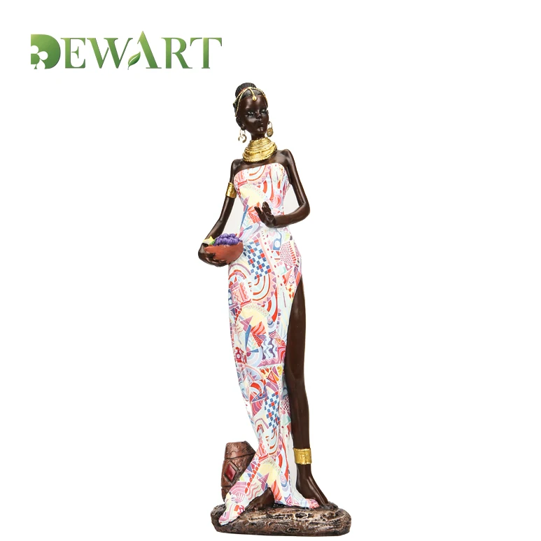 Custom polyresin sexy Africa girl resin sculpture featured souvenir home decor African woman statue black lady figurine