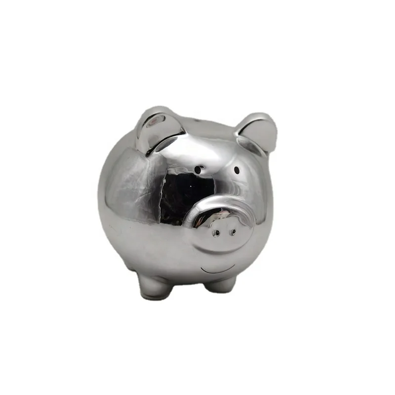 Ceramic Silver Piggy Bank Custom Dolomite Silver Electroplate Piggy Bank