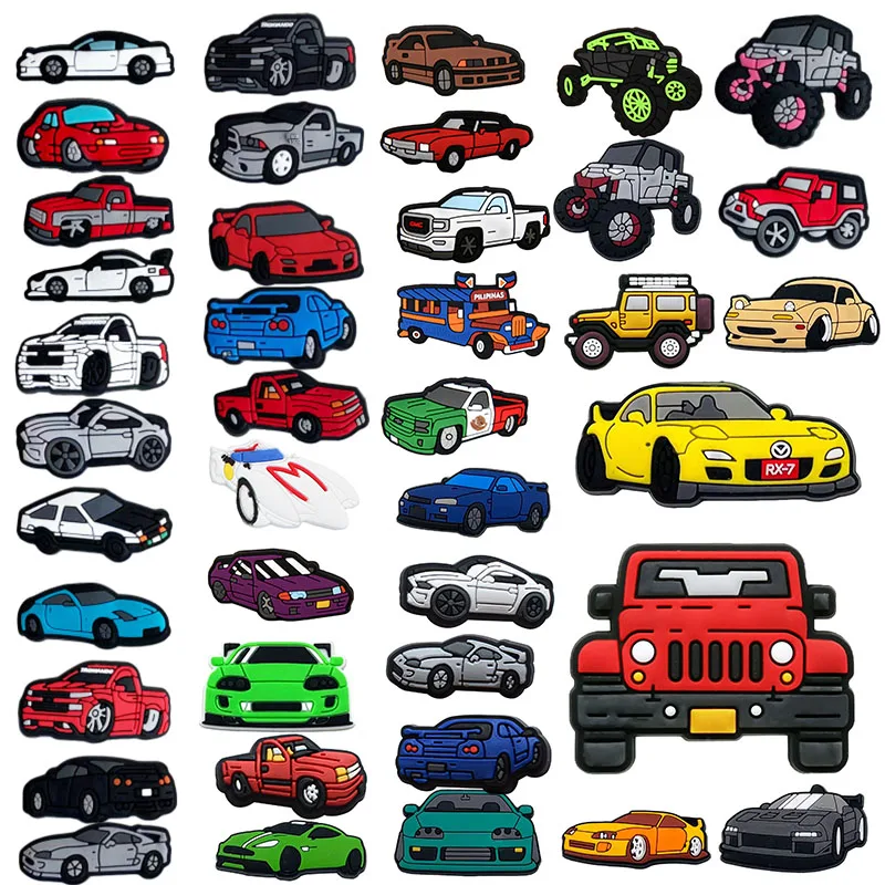 Wholesale  car series croc charm Bracelet Pvc Shoe Accessories For Women Kids Clog Charms