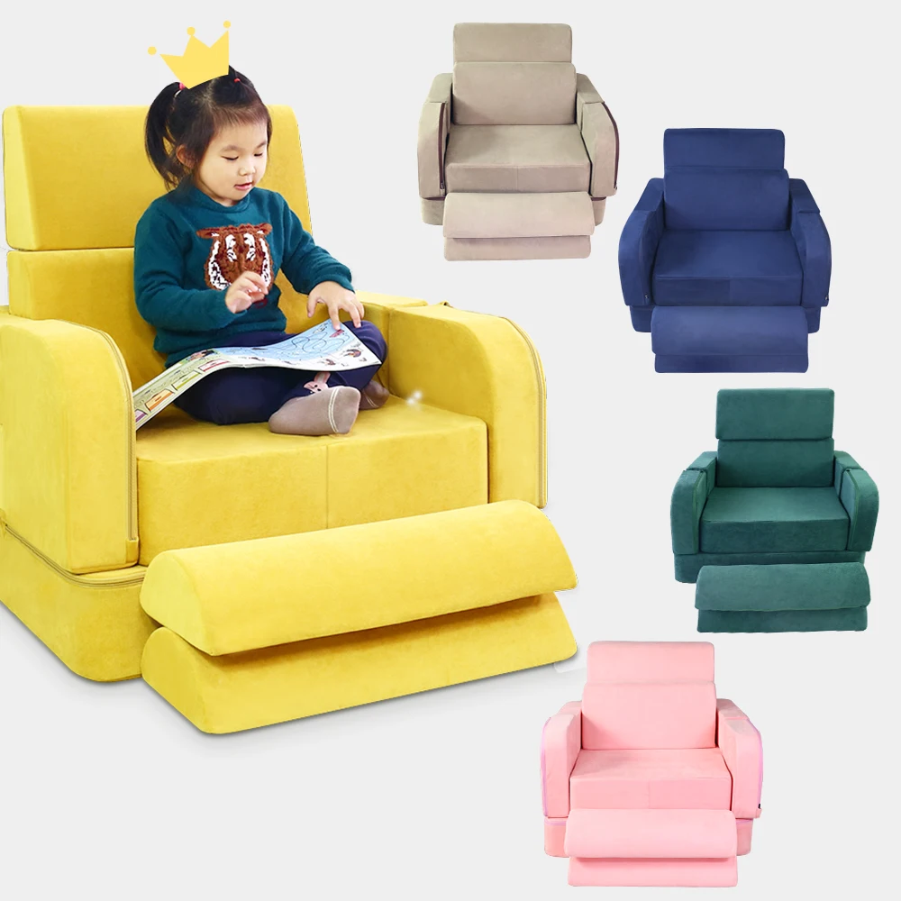 Saien  High Quality Plush Baby Cute Sofa Chair 3 in 1 Folding Layer Kids Sofa Moulder sofa for kids