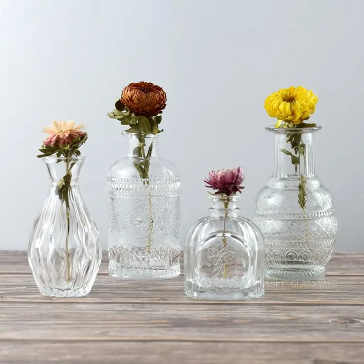 Glass Bud Vase Set of 10 Clear Bud Vases in Bulk for Small Flower Centerpieces and Rustic Decorations