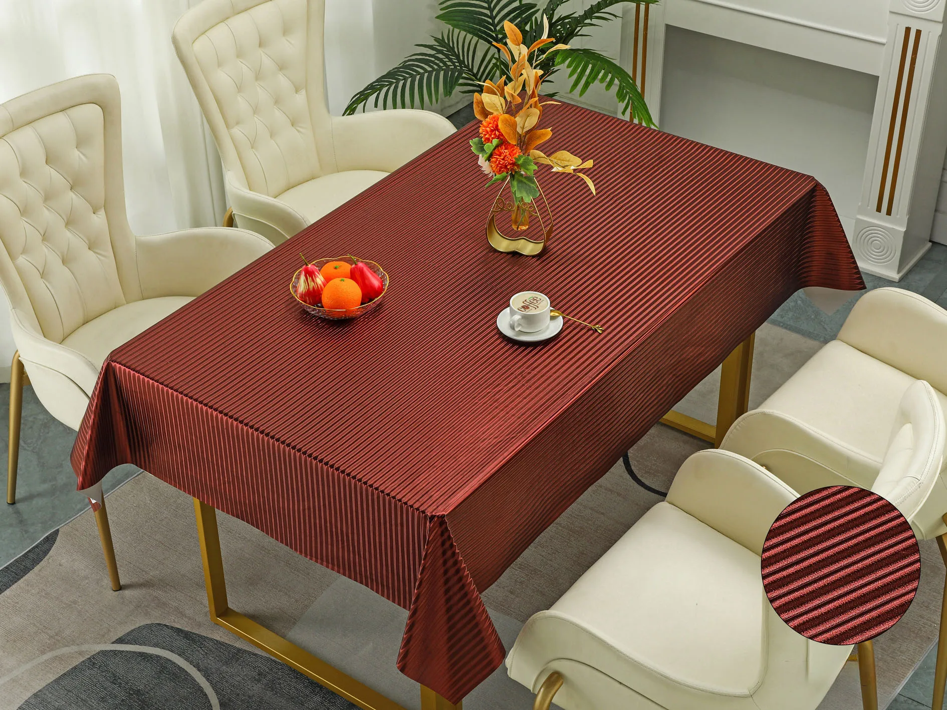 New Hot Product PVC Metalized Transfer full length rectangle waterproof party event table cloth