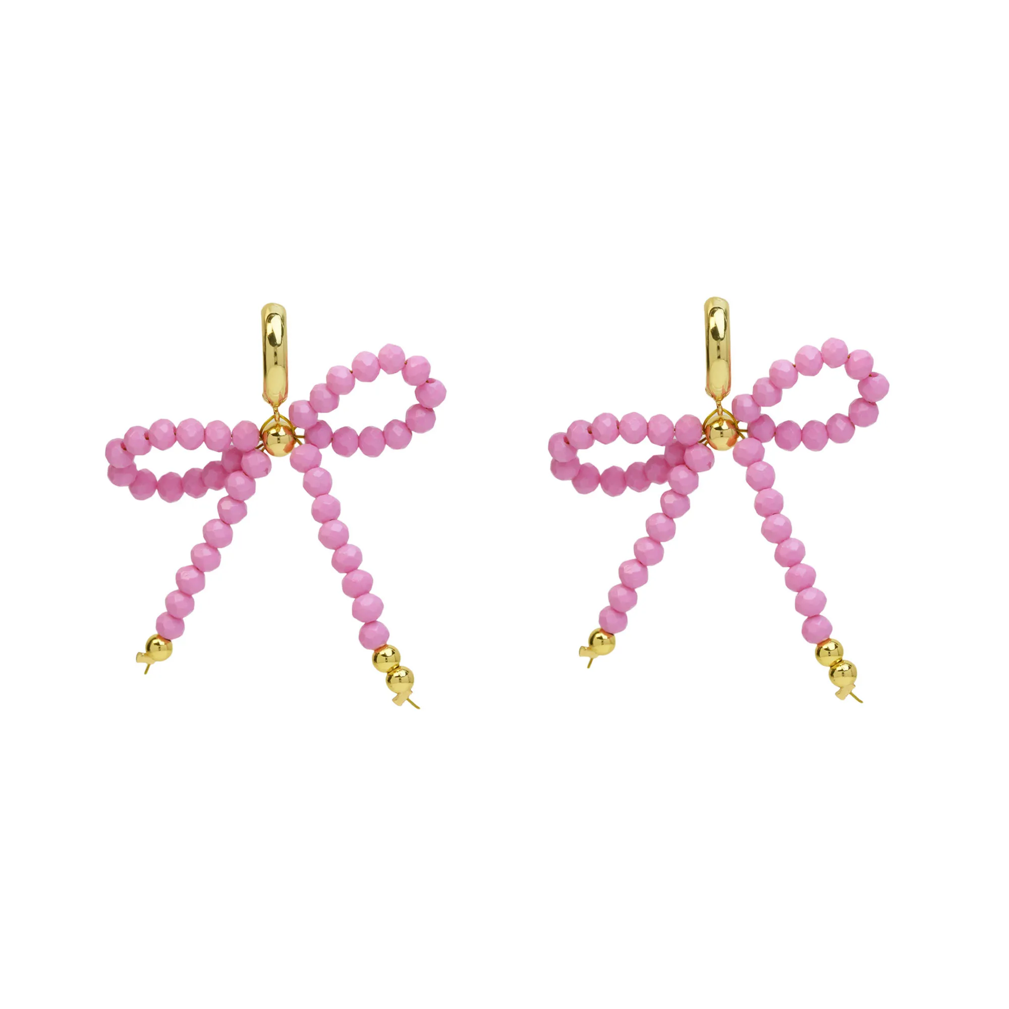 2024 Summer Trendy colors beads Twisted bow-knots jewelry crystal Bow tie earrings for girls